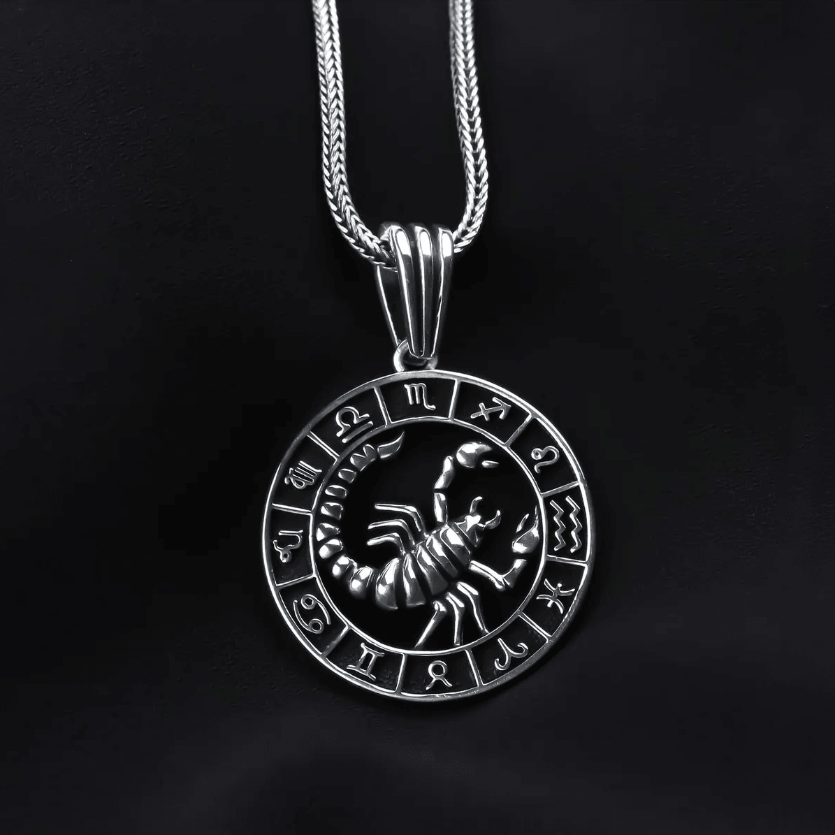 Zodiac Sign Men's Solid 925 Silver Chain Necklace with Pendant – J F M