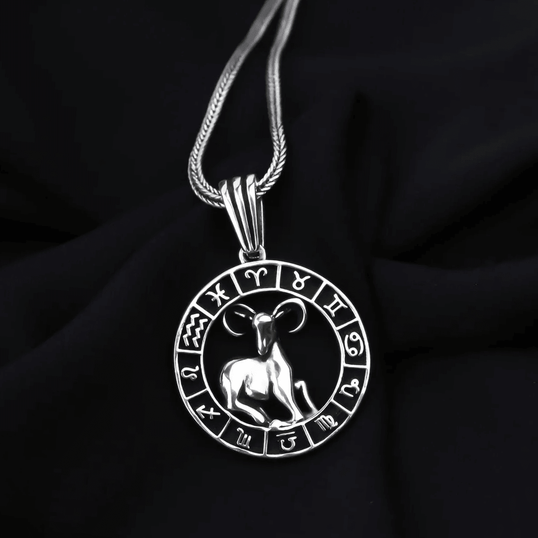 Zodiac Sign Men's Solid 925 Silver Chain Necklace with Pendant – J F M