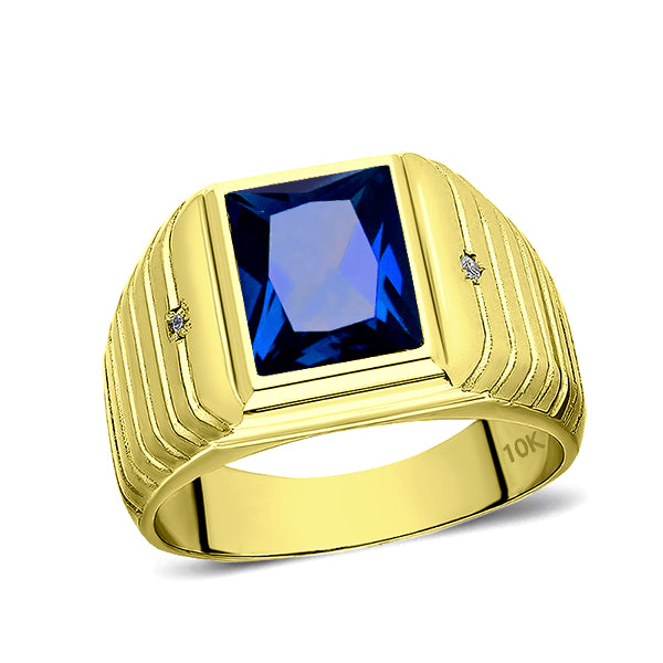 Ring 10K blue saphire solid yellow on sale gold.