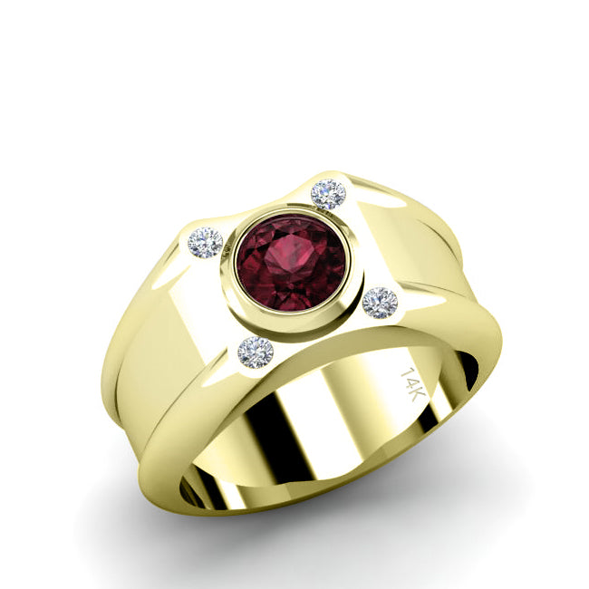 Mens signet ring with ruby clearance stone