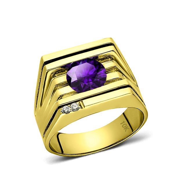 10k solid gold with genuine amethyst and purchases diamond ring