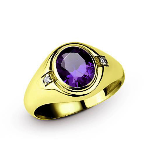 14k fashion gold 2 tone ring with oval amethyst colored stone