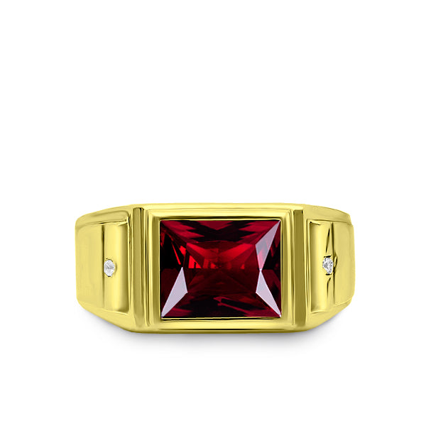 Mens gold ring deals with red ruby