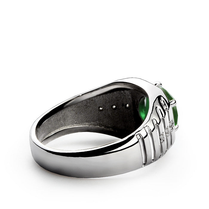 Men's Silver Striped Black Titanium Ring - ETRNL