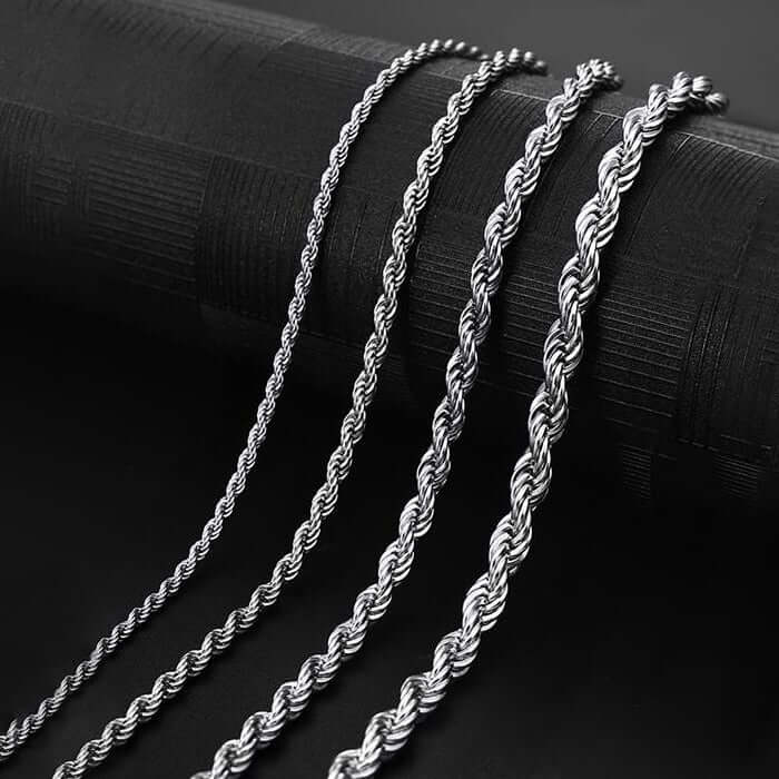 4-5mm Sterling Silver Men's Spiral Necklace - Casual Style – J F M