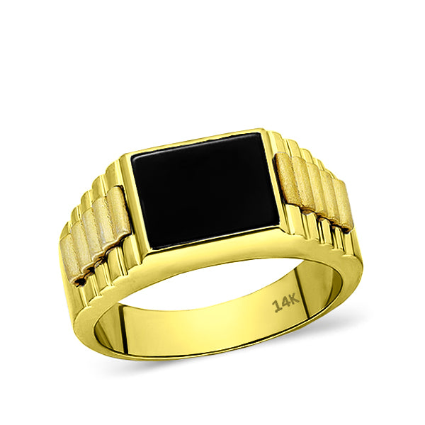 Men's Diamond & Onyx Ring 14K Yellow Gold