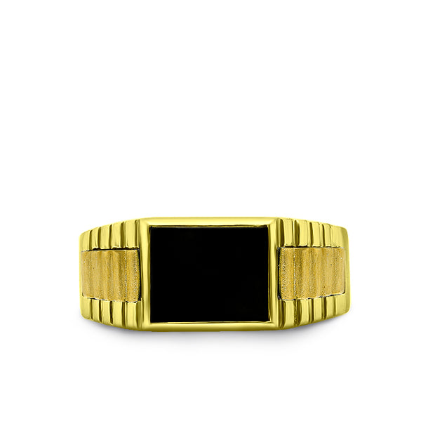 CaratLane 18K Yellow Gold and Black Onyx Ring : : Fashion