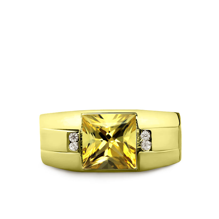 Yellow Chimes Rings for Mens and Boys Crystal Ring | Gold Plated