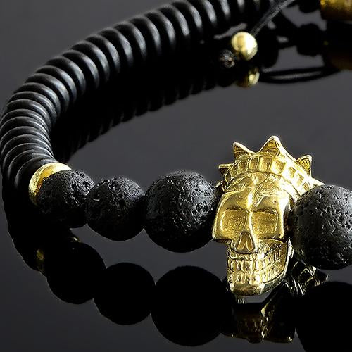 8Mm Black Lava Stone Beads Bracelet Set Skull Men Bracelets for Women  Jewelery