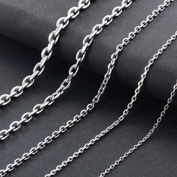 Chain Necklace for Men Silver Cable Link with Lobster Clasp