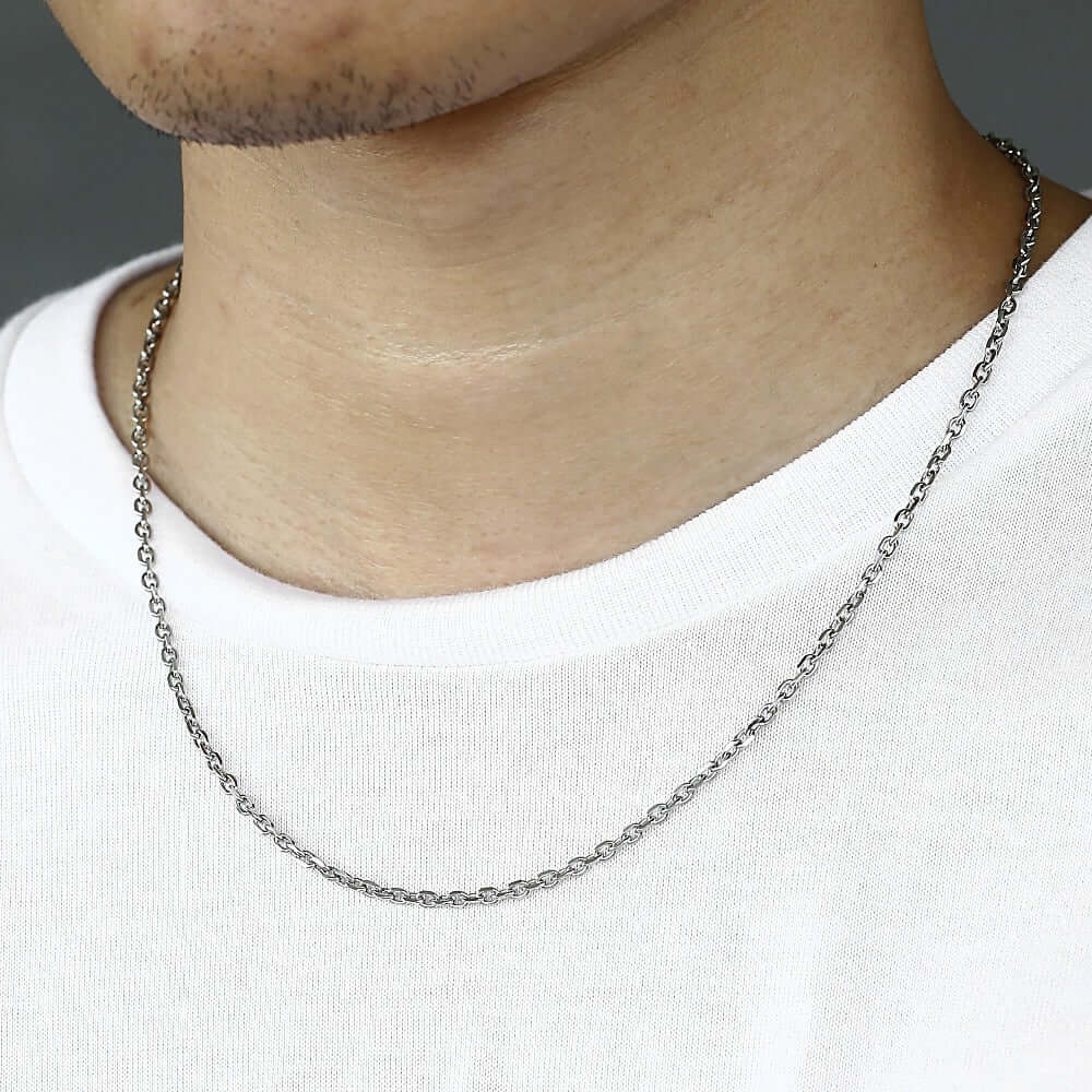Sterling Silver Chain Necklace for Men - Cable Link Design – J F M