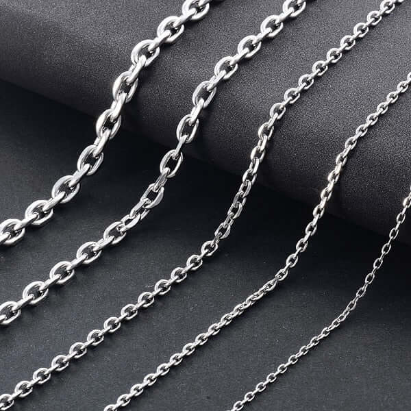 Sterling Silver Chain Necklace for Men - Cable Link Design  display picture 1