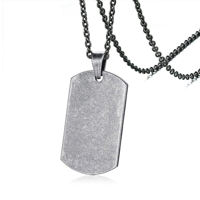 555Jewelry 4mm Chain Stainless Steel Patterned Dog Tag Necklace Pendant for  Men
