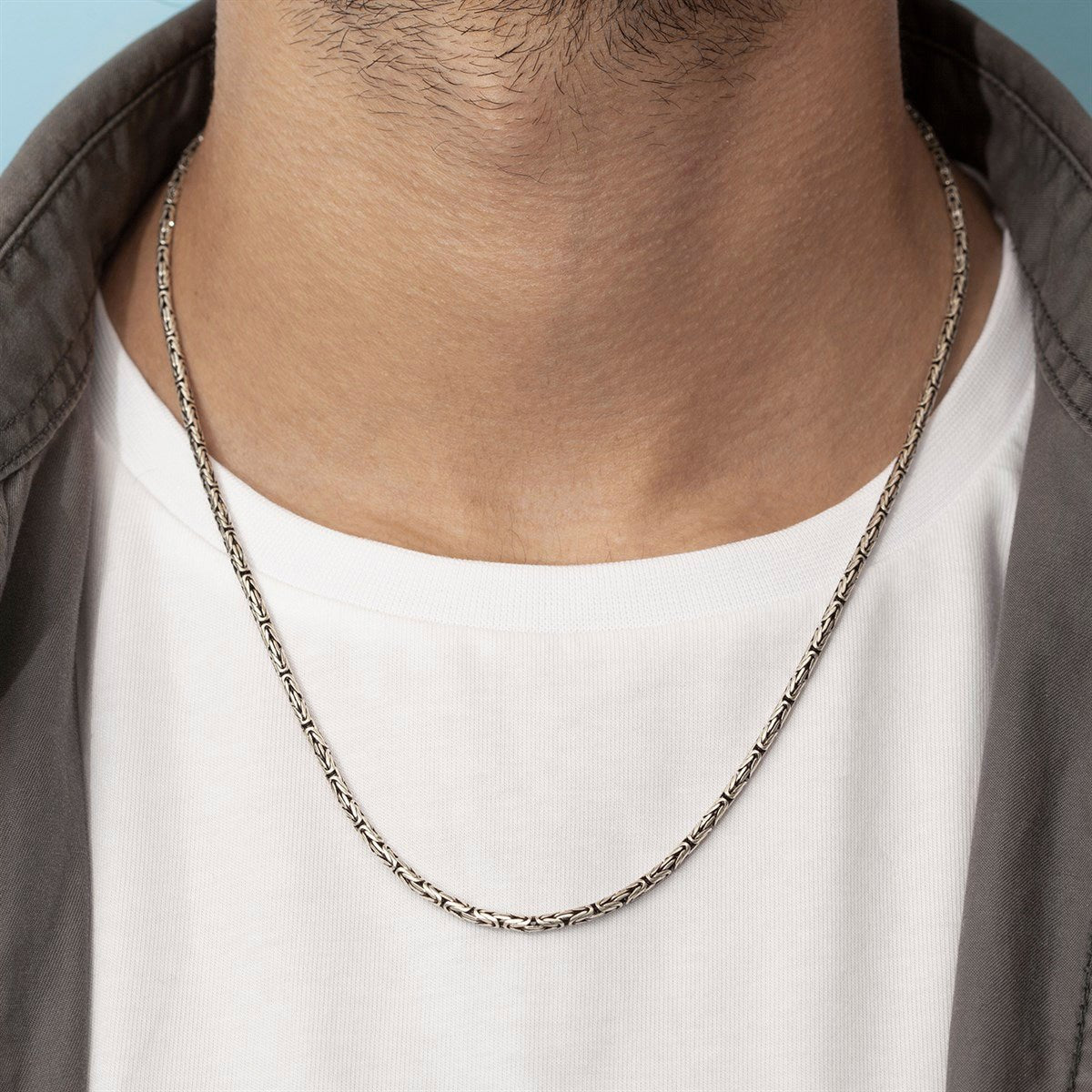 Men's King Chain Necklace 22 Inch Byzantine Link 925 Silver – J F M
