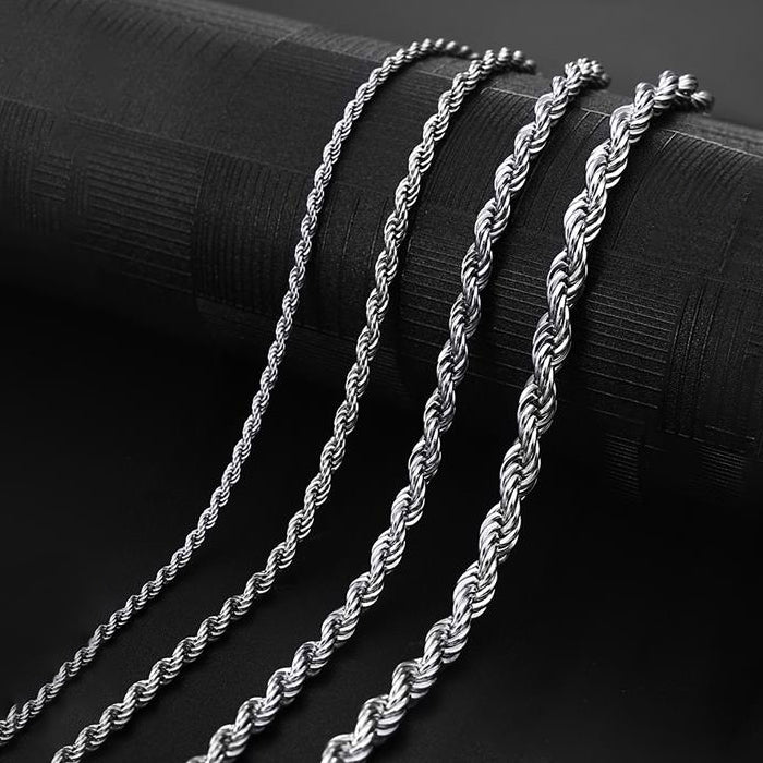 Silver Rope Design Neck Chain For Men & Boys