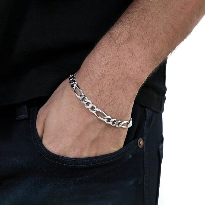 Figaro Chain Bracelet - 8mm - Men's Silver Bracelet - JAXXON