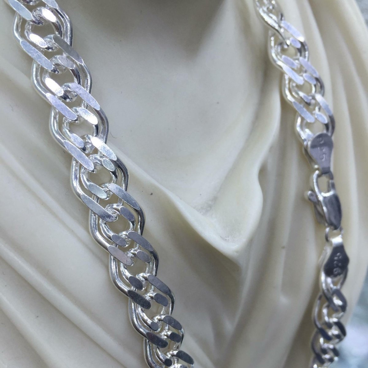 DIFFERENT NECKLACE PREMIUM 925シルバー　55 Sterling Silver Men's Double Link Necklace 26 Inch 9.5mm – J F M