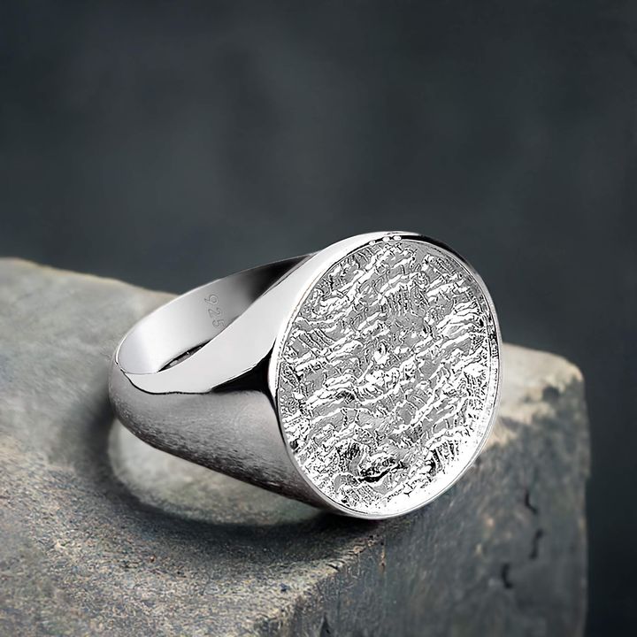 Basic Round Signet Male Ring Round Top Silver Men's Jewelry Gift