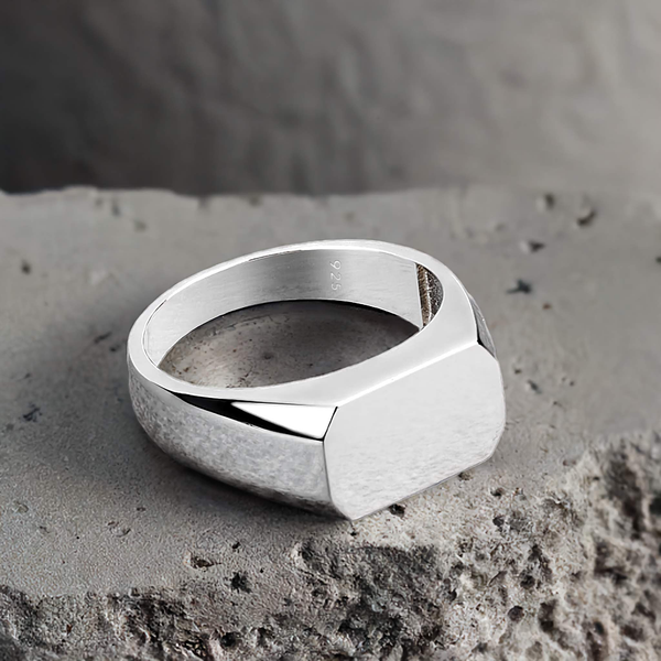 Flat Signet Ring for Man in 925 Sterling Silver