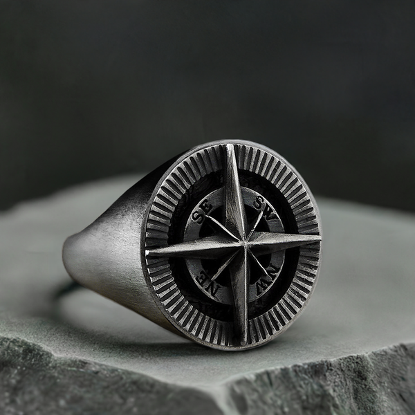 Compass Men's Signet Ring 