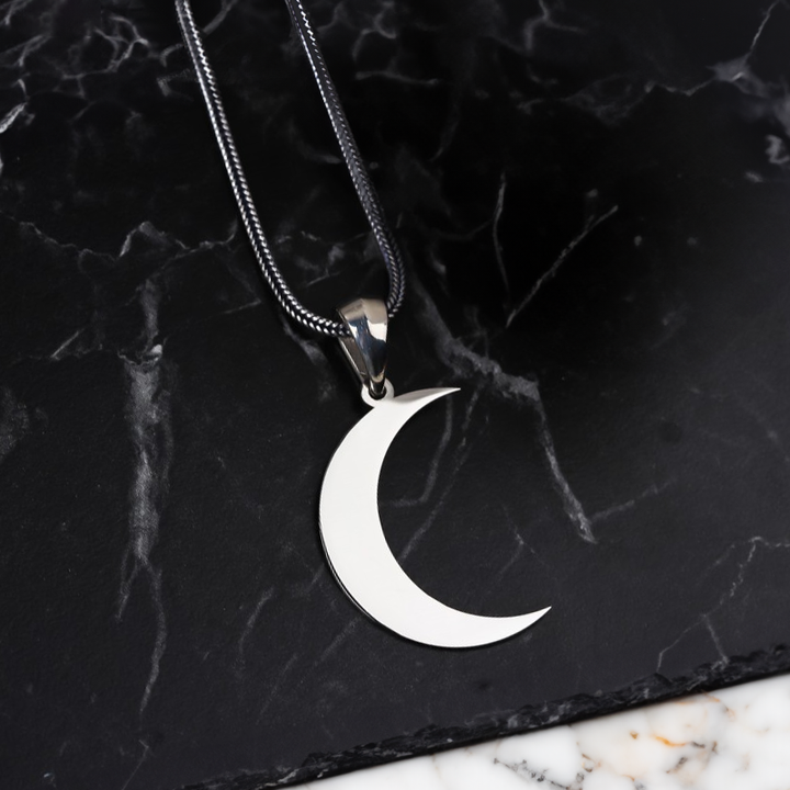 Crescent Moon Men's Necklace 925 Silver