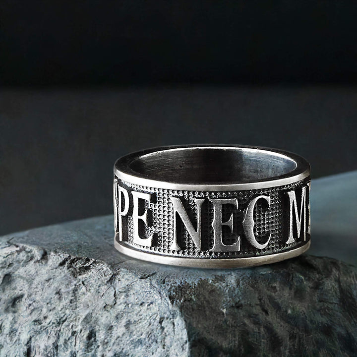 Men's Band Ring "Neither hope nor fear" Nec Spe Nec Metu 925 Sterling Silver