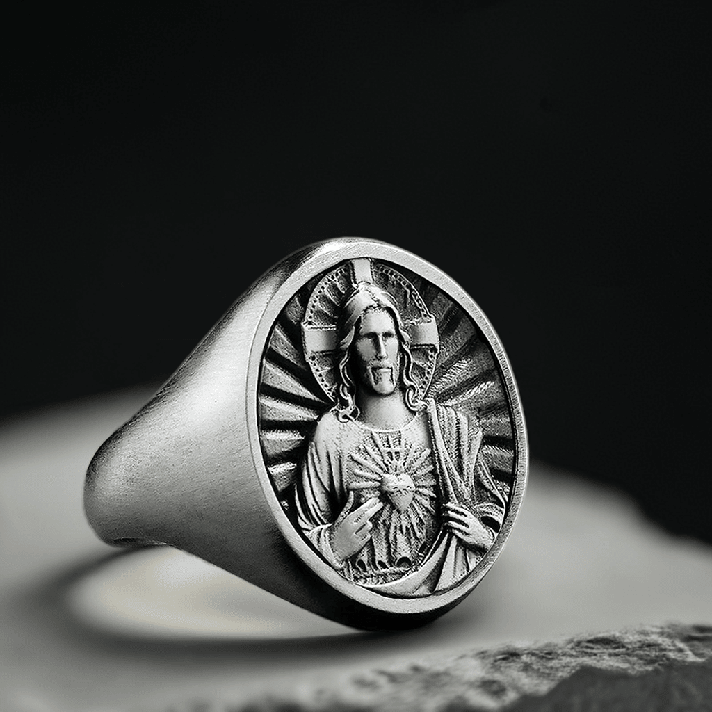 Jesus Christ Silver Signet Ring for Men - Religious Jewelry – J F M