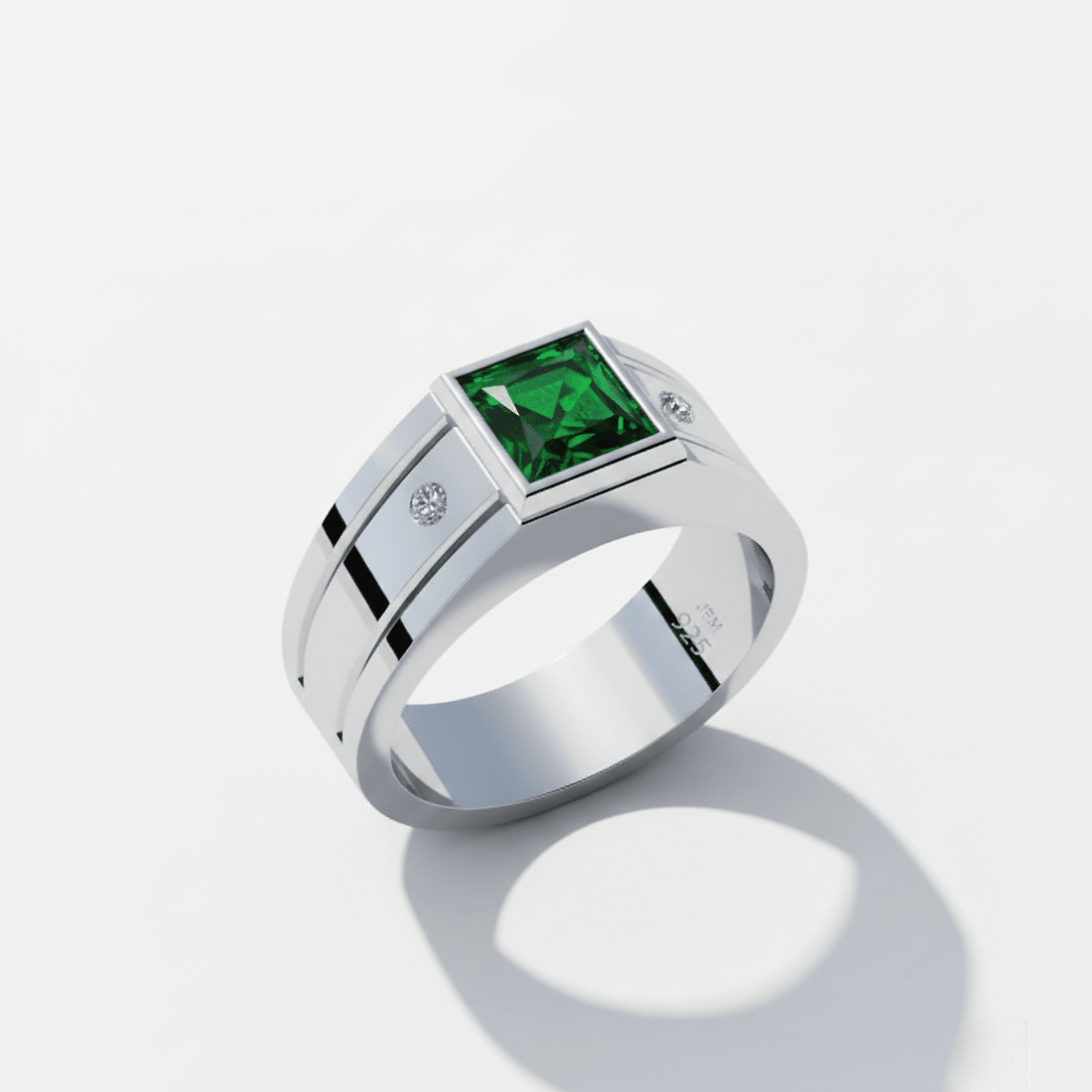 Men's Emerald Gemstone Ring with Natural Diamonds – J F M