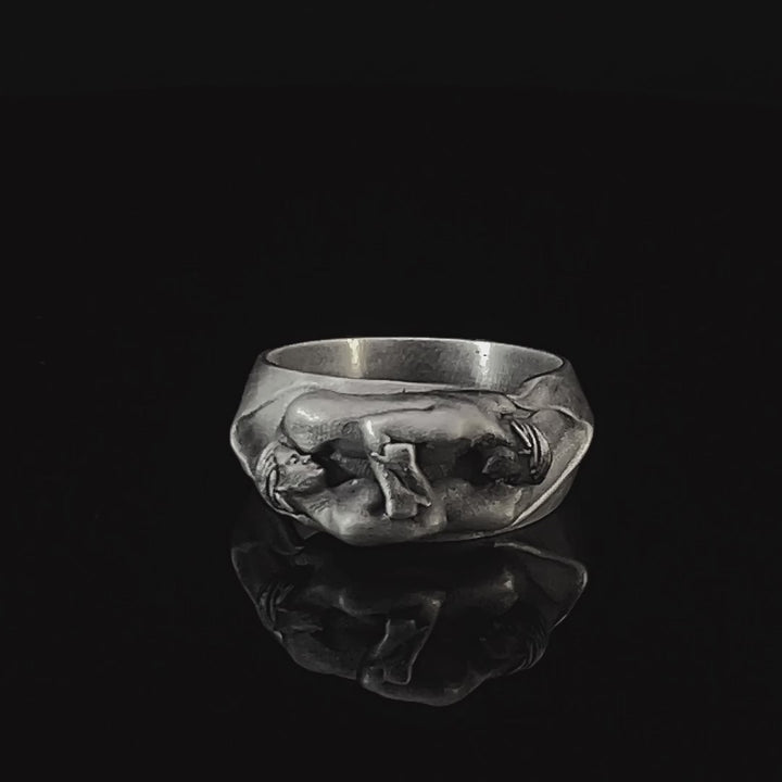 Handcrafted Sterling Silver Gay Ring Male Couple Design