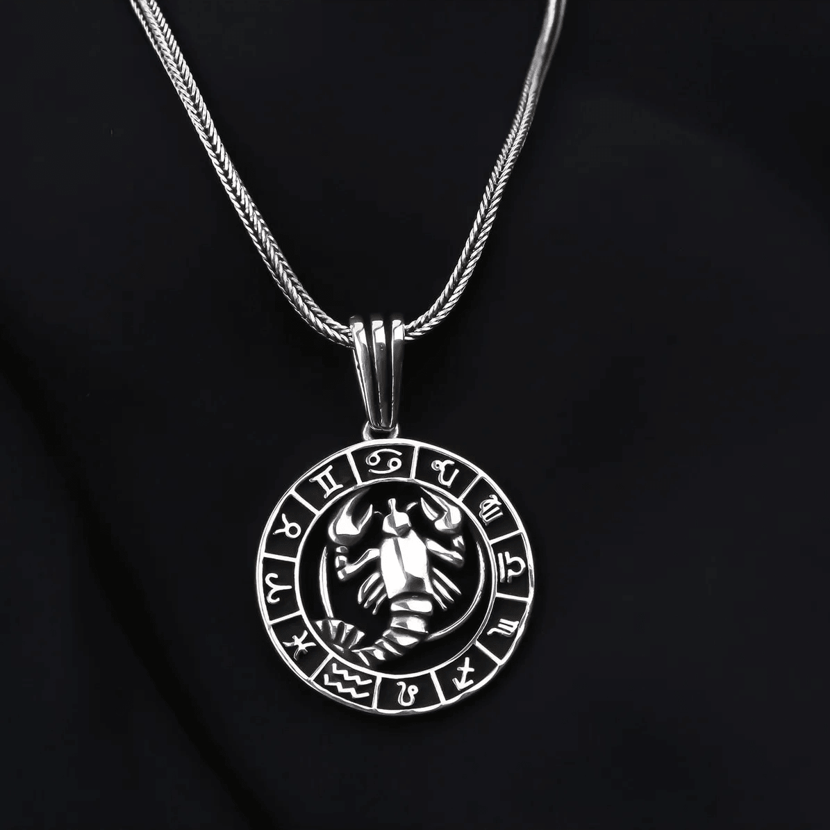 Zodiac Sign Men's Solid 925 Silver Chain Necklace with Pendant – J F M