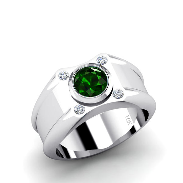 ROUND SIGNET KNIFE EDGE PINKY RING - EMERALD – Gin and The Banker