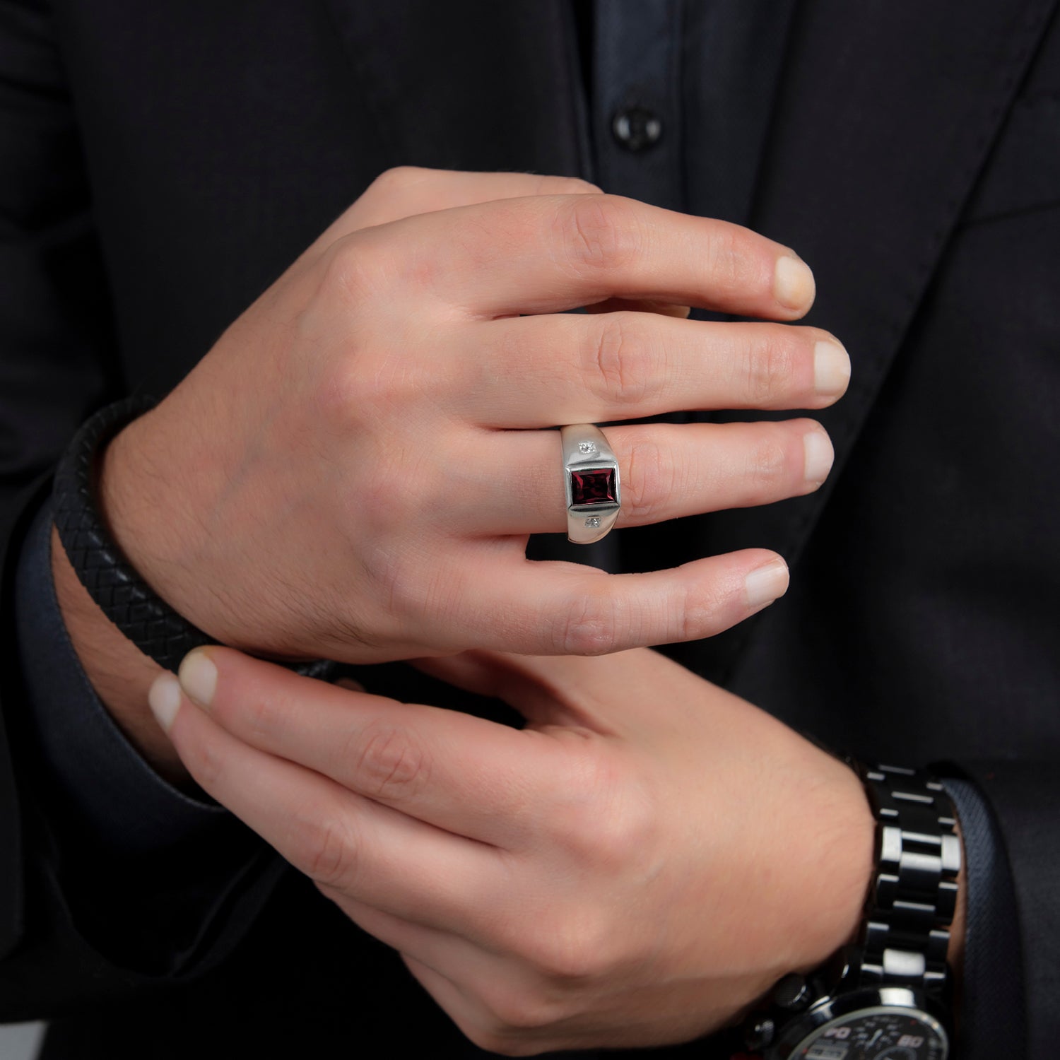 Mens silver statement on sale rings