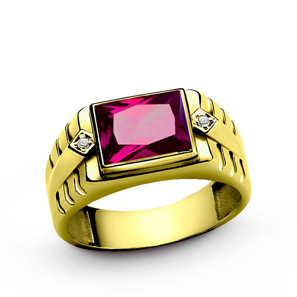 Men's 10k yellow gold ruby and shops diamond ring