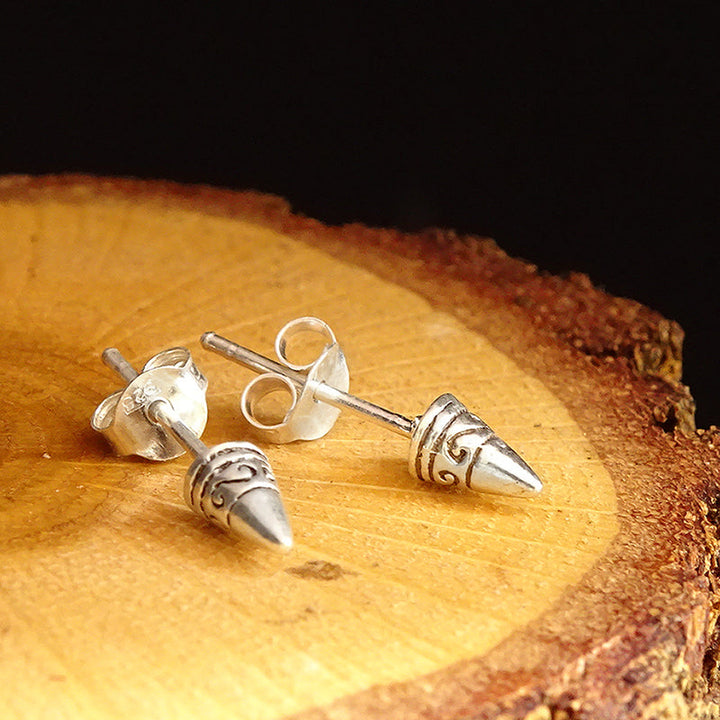 Mens Arrow Stud Earrings in Solid 925k Sterling Silver