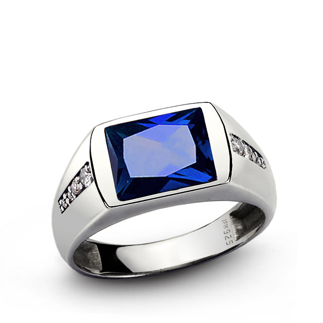 Men's 925 SS natural hotsell charm Blk sapphire ring