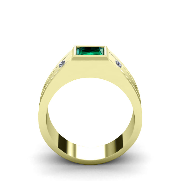 Buy Men's Real Solid Natural 925 Sterling Silver Square Green Emerald Pinky  Ring Size 6, 7, 8, 9, 10, 11, 12, 13....R147C Online in India - Etsy