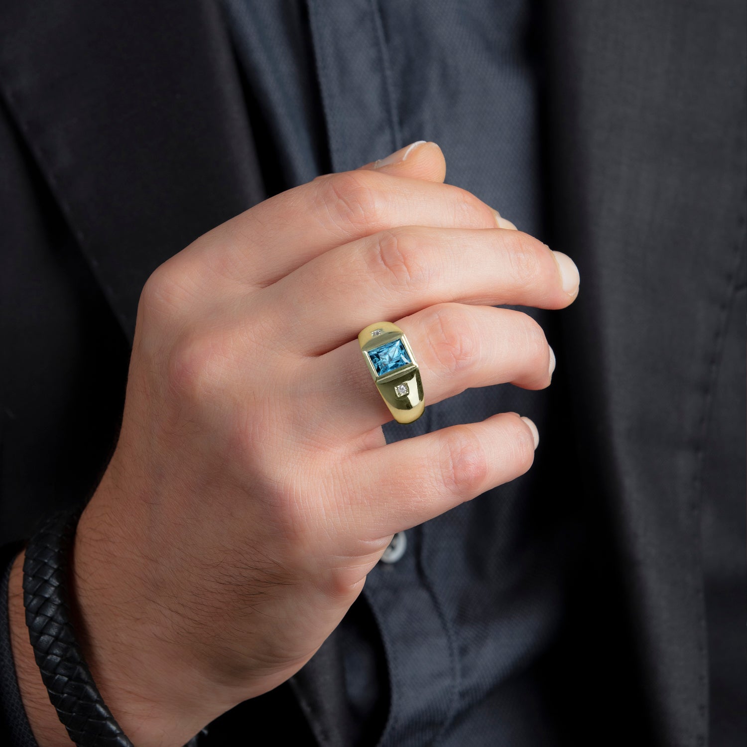 Men's aquamarine pinky ring store