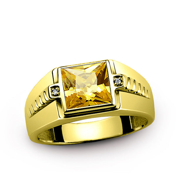 Yellow Chimes Rings for Mens and Boys Crystal Ring | Gold Plated