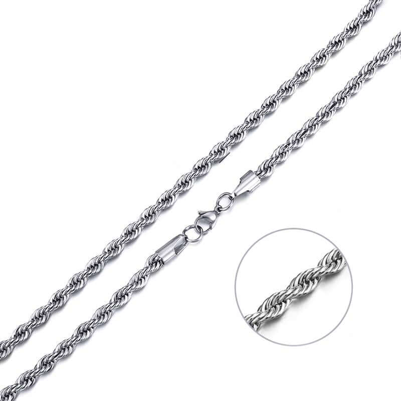 4-5mm Sterling Silver Men's Spiral Necklace - Casual Style – J F M