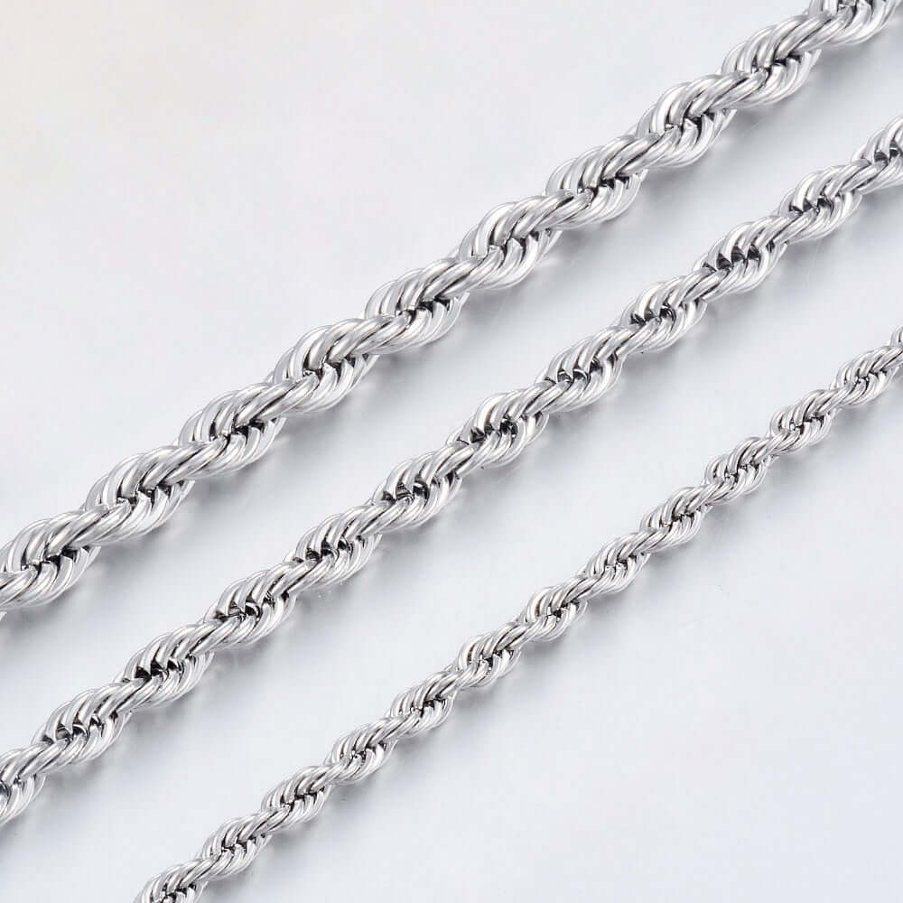 4-5mm Sterling Silver Men's Spiral Necklace - Casual Style – J F M