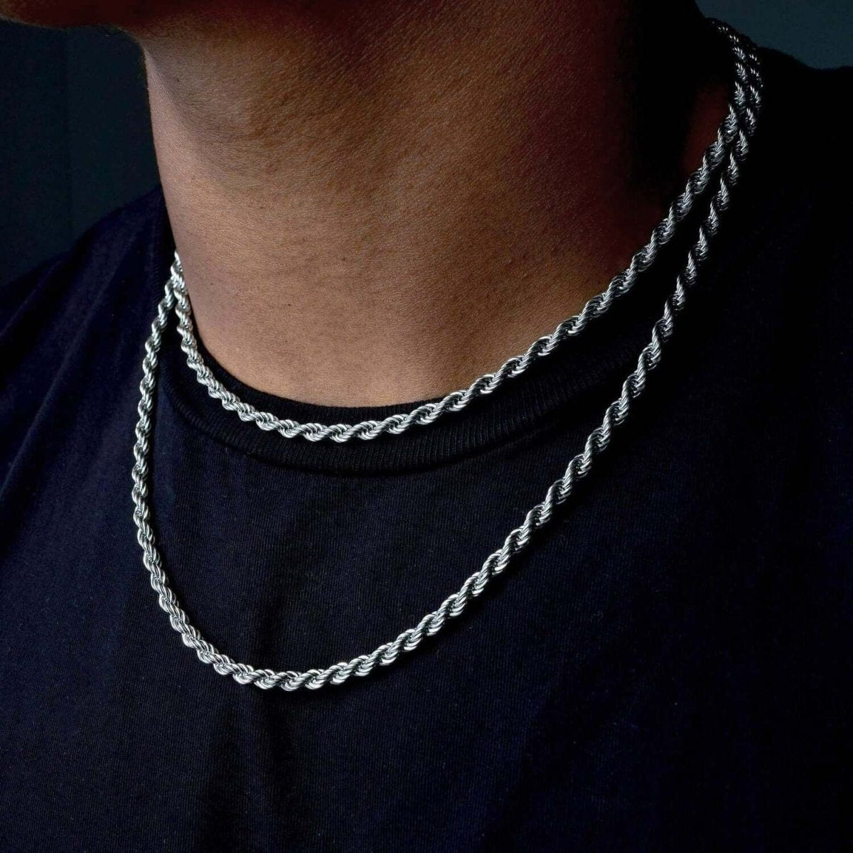 4-5mm Sterling Silver Men's Spiral Necklace - Casual Style – J F M