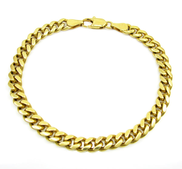 7mm Men's Gold-Plated Sterling Silver Cuban Chain Bracelet | JFM 9 (23cm)