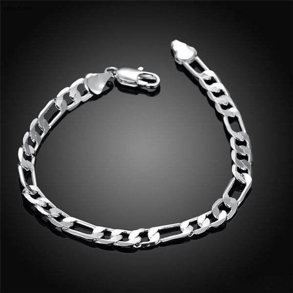 5mm Men's 925 Sterling Silver Figaro Chain Bracelet 7.5 to 9 | JFM 8.6 (22cm)