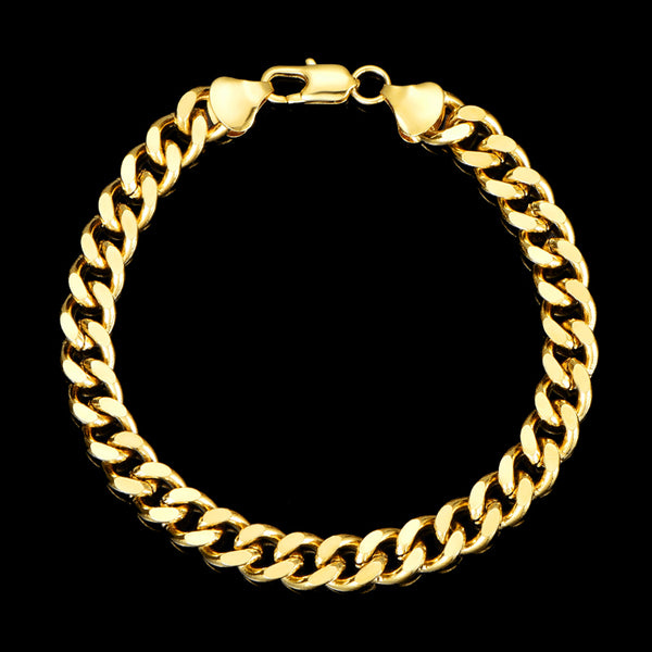 Men's Women's Love 7 Fine Step box Charm Link Bracelet 18K Gold Plated  Silver 