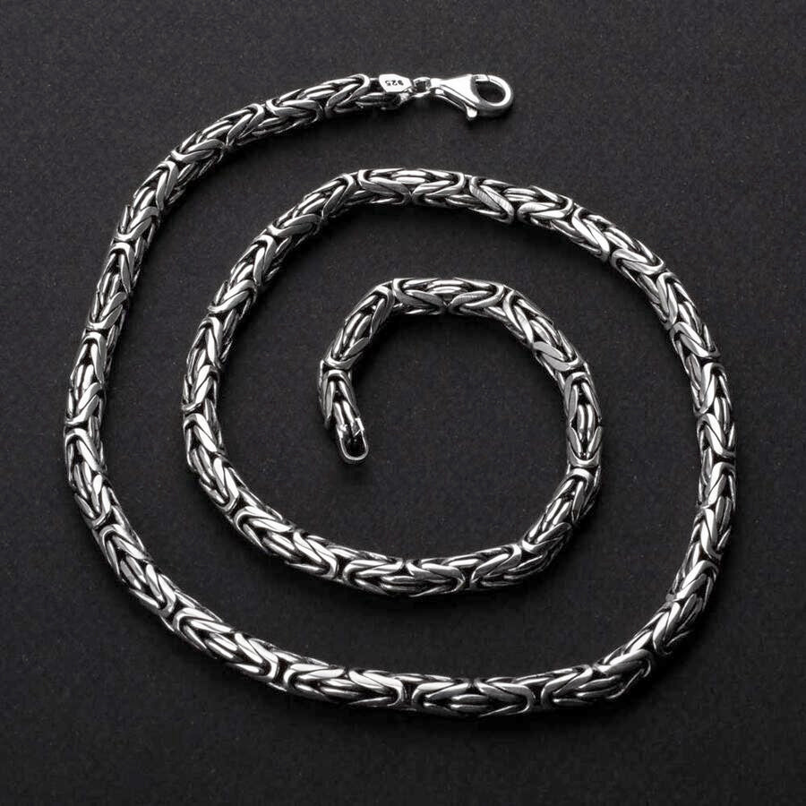 Sterling Silver Men's King Byzantine Chain Necklace 7mm 170GR | JFM – J F M