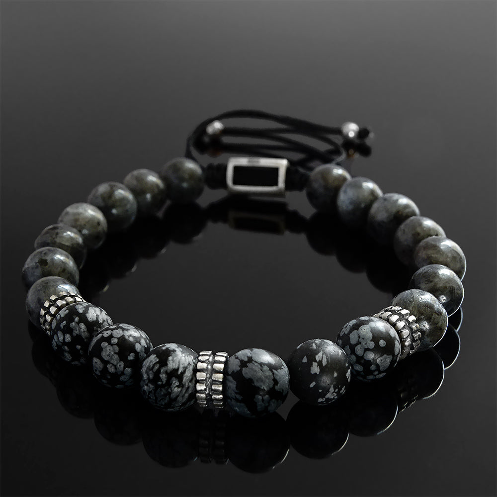 Skull Bracelet Set sale with Lava Stone, Jasper, Onyx or Natural Blue Stone Beads