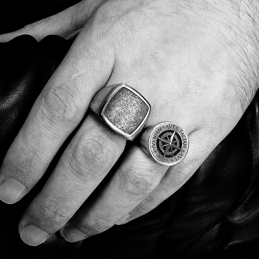 Aut Viam Inveniam Silver Men's Signet Ring - Latin Motto – J F M