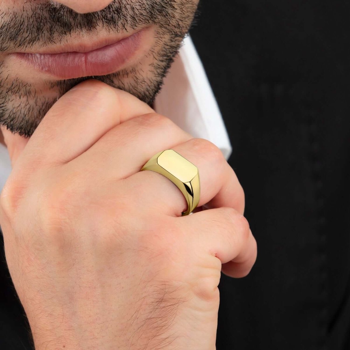High Quality Gold Plated Men's Signet Ring in 925 Silver – J F M
