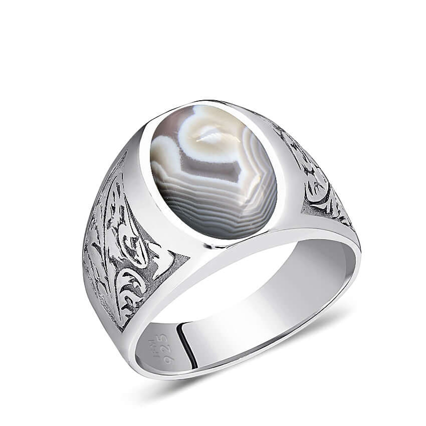 Men's Wide Sterling Silver Oval Signet Ring for Him – J F M